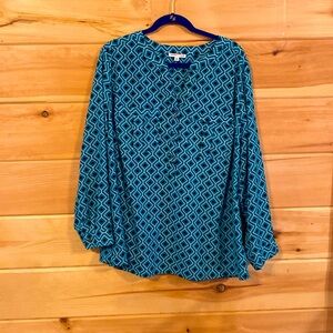 Notation Woman 3x blouse. $18. Teal/black/white.